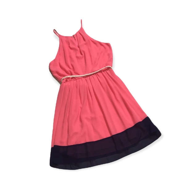 IZ BYER Coral/Navy Color Block Dress M NWOT - Picture 2 of 5